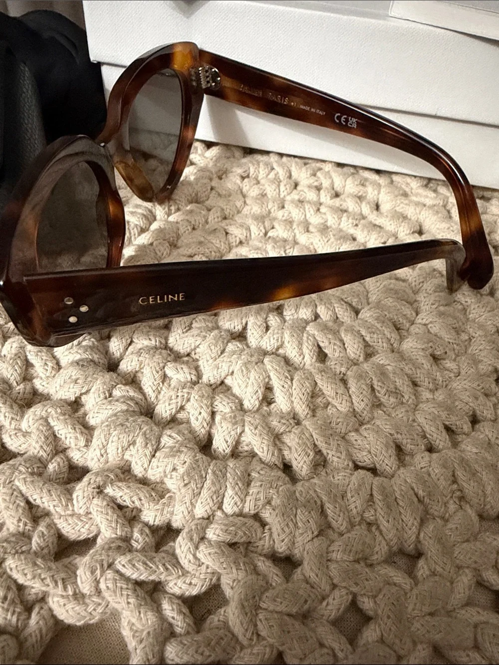 Celine Brown Tortoiseshell Cat-Eye Sunglasses with Case